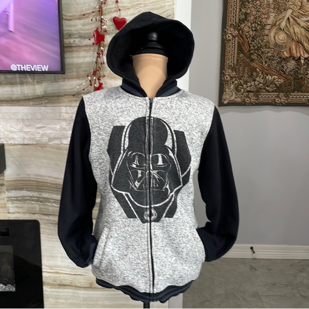 Star‎ Wars Full Zip Up Hoodie. Black/ Grey. Size XL (B1) JC